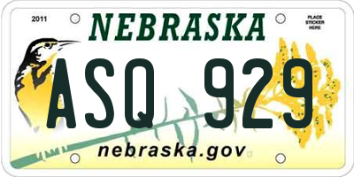 NE license plate ASQ929