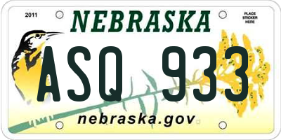 NE license plate ASQ933