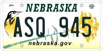 NE license plate ASQ945