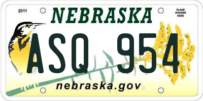 NE license plate ASQ954