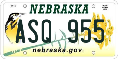 NE license plate ASQ955