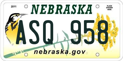 NE license plate ASQ958