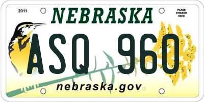 NE license plate ASQ960