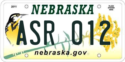NE license plate ASR012