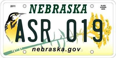 NE license plate ASR019