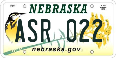 NE license plate ASR022
