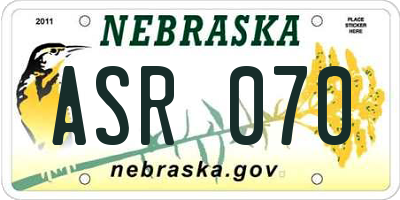 NE license plate ASR070