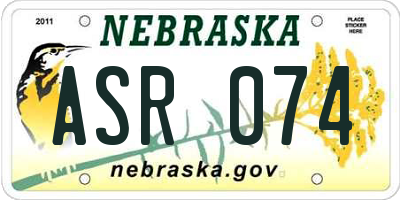 NE license plate ASR074