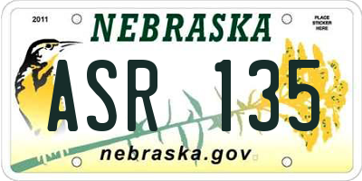 NE license plate ASR135