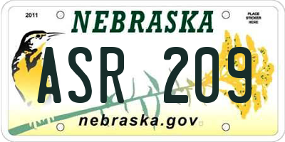 NE license plate ASR209