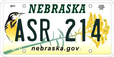 NE license plate ASR214