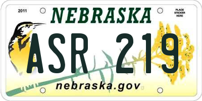 NE license plate ASR219