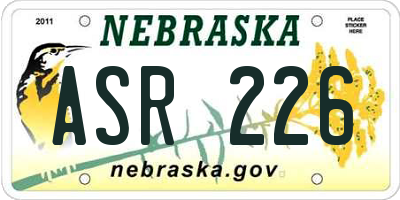 NE license plate ASR226