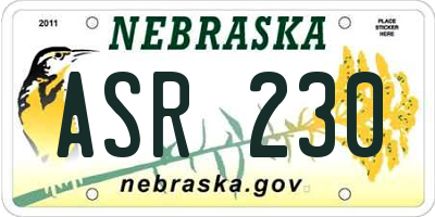 NE license plate ASR230