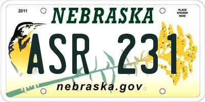 NE license plate ASR231