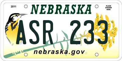 NE license plate ASR233