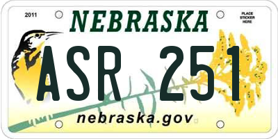 NE license plate ASR251