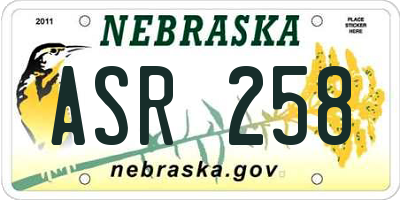NE license plate ASR258