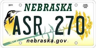 NE license plate ASR270
