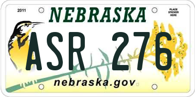 NE license plate ASR276