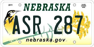 NE license plate ASR287