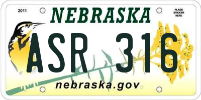 NE license plate ASR316