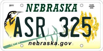 NE license plate ASR325