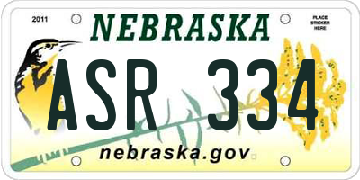 NE license plate ASR334