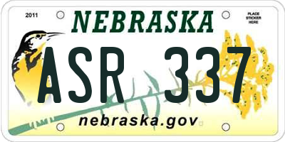 NE license plate ASR337