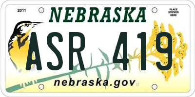 NE license plate ASR419