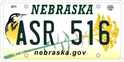 NE license plate ASR516