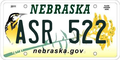 NE license plate ASR522