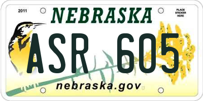 NE license plate ASR605