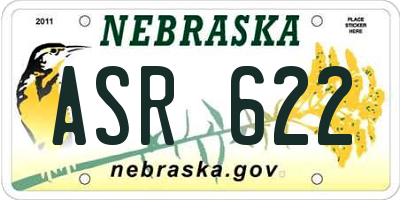 NE license plate ASR622