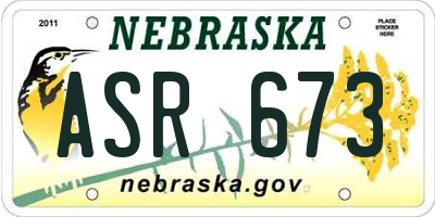 NE license plate ASR673