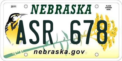 NE license plate ASR678