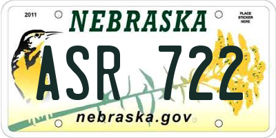 NE license plate ASR722
