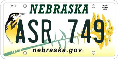 NE license plate ASR749