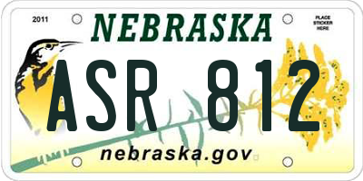 NE license plate ASR812
