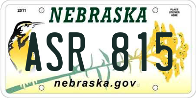 NE license plate ASR815