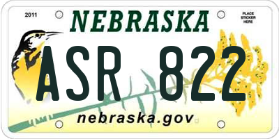 NE license plate ASR822