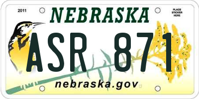 NE license plate ASR871
