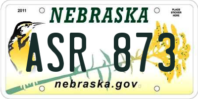 NE license plate ASR873