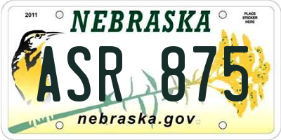NE license plate ASR875