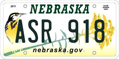 NE license plate ASR918