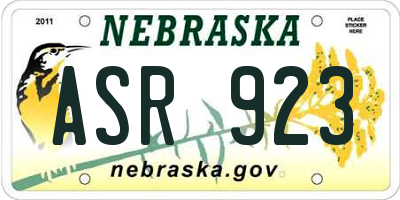 NE license plate ASR923