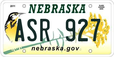 NE license plate ASR927