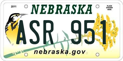 NE license plate ASR951