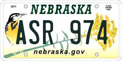 NE license plate ASR974