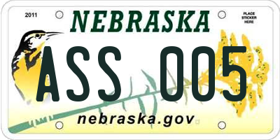 NE license plate ASS005